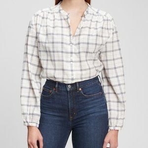 Gap Double-Button Plaid Top